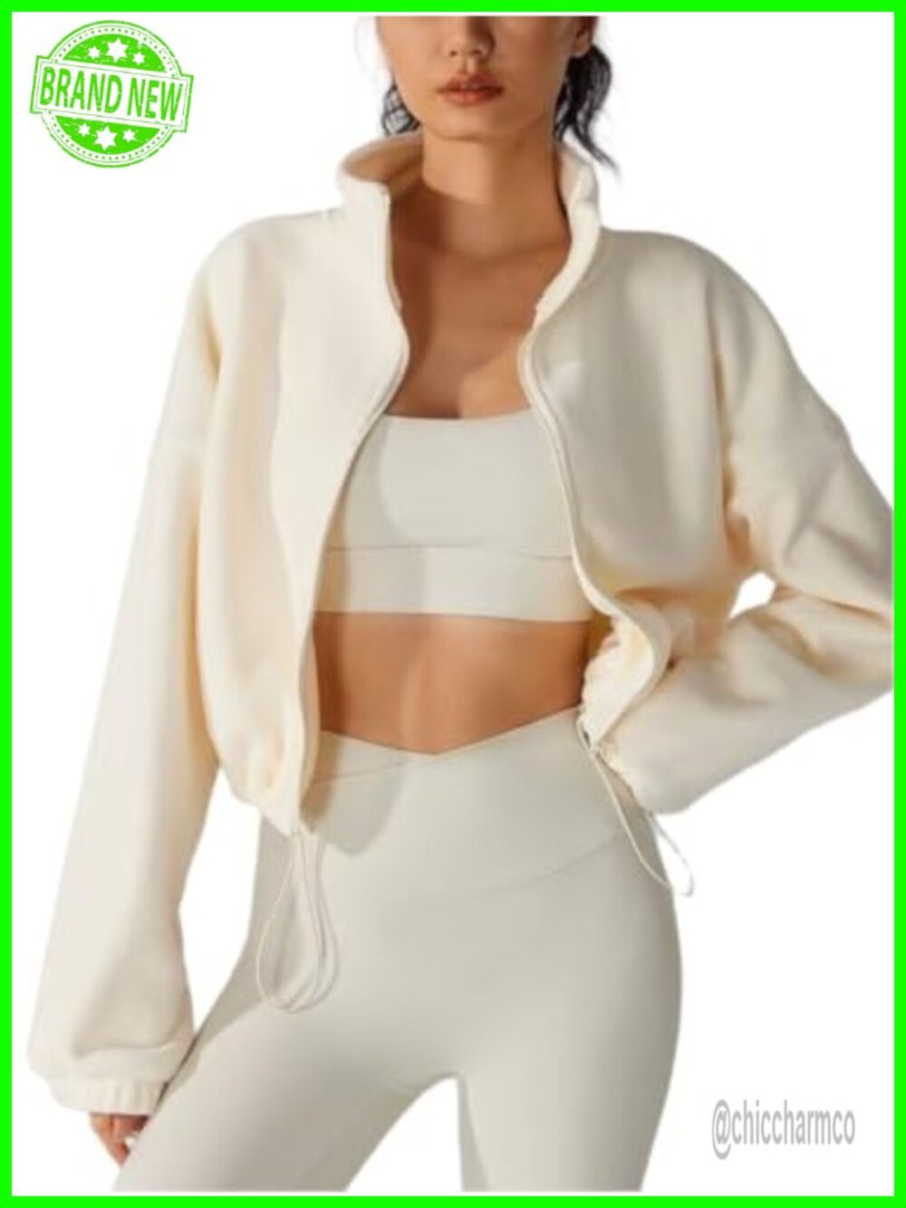 Women's Fleece Short Jacket Full Zip Sherpa Crop Coat